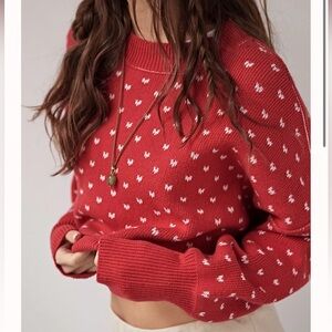 Free People Women's Patterned Easy Street Cropped Sweater size Large